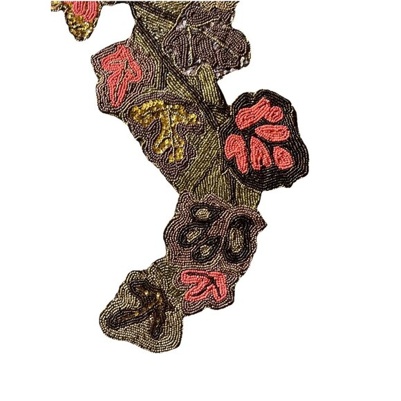 Autumn KIM SEYBERT Leaves Forest Rust Red Green Beaded Table Runner 45" x 20" - Picture 2 of 8